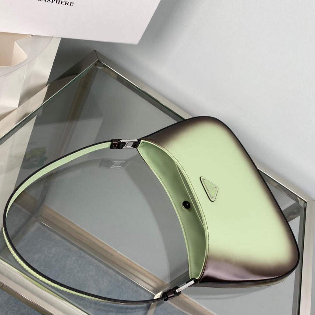 Prada 1BC499 Cleo brushed Gradient leather shoulder bag Green