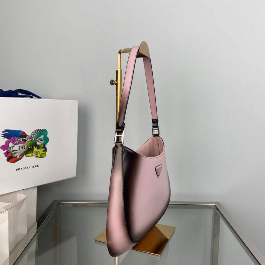Prada 1BC499 Cleo brushed Gradient leather shoulder bag Pink