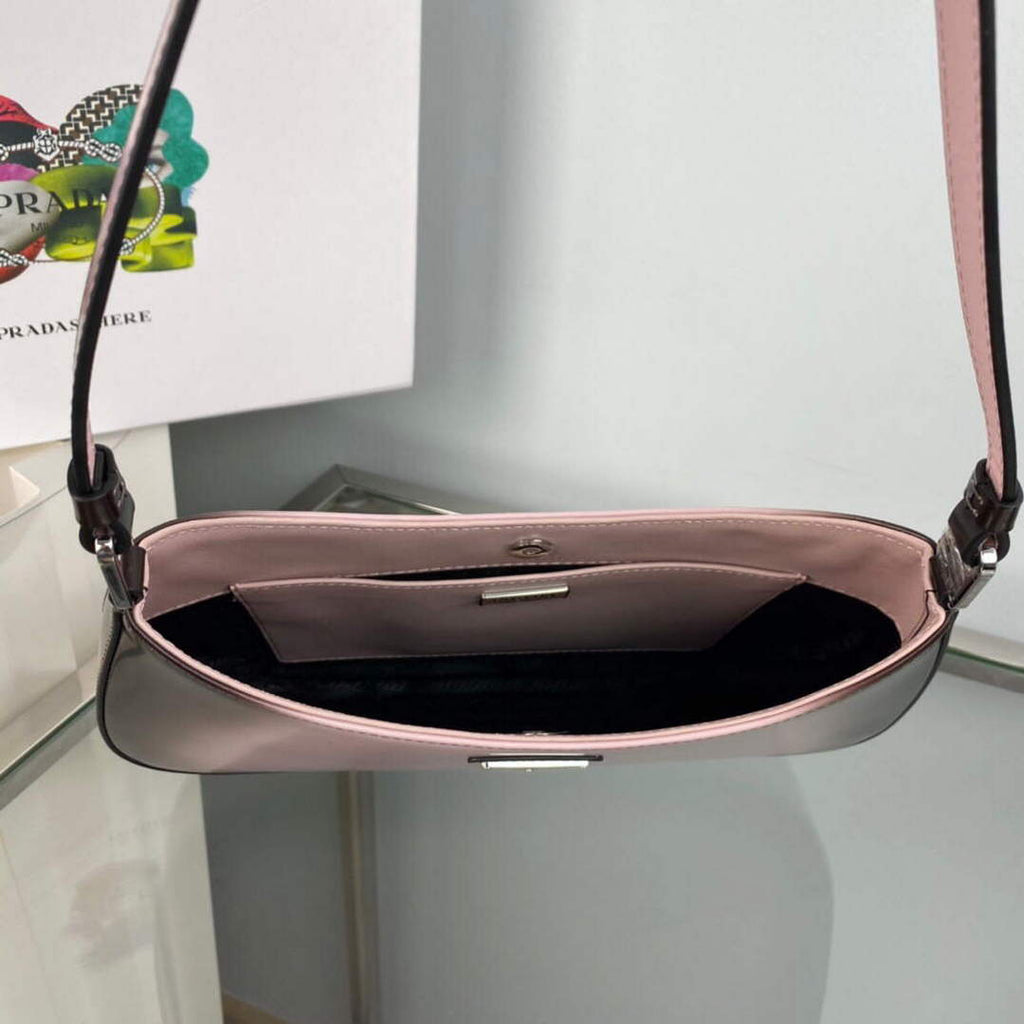Prada 1BC499 Cleo brushed Gradient leather shoulder bag Pink
