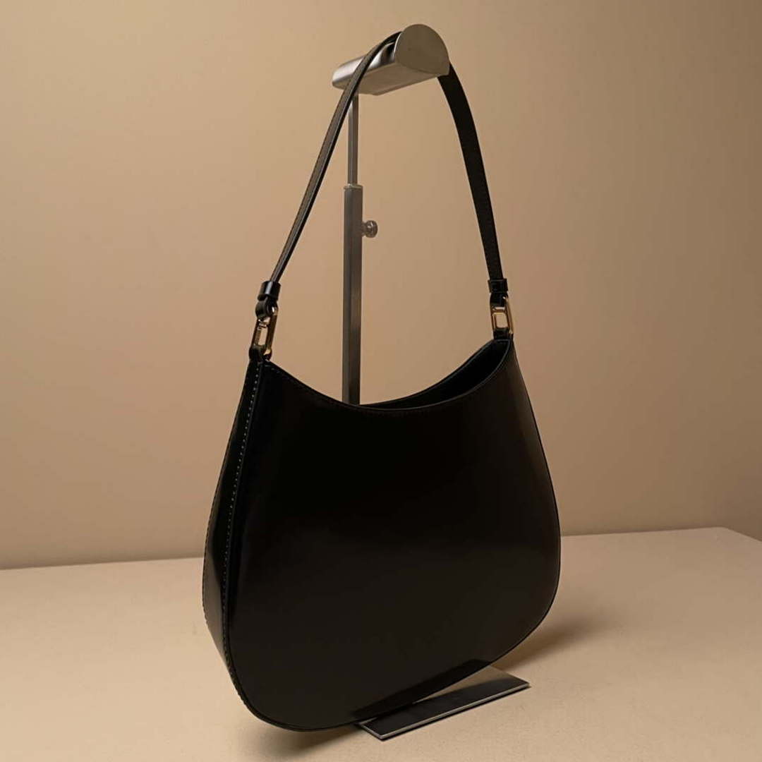 Prada 1BC499 Cleo brushed Gradient leather shoulder bag relief flower Black - Default Title - View 6