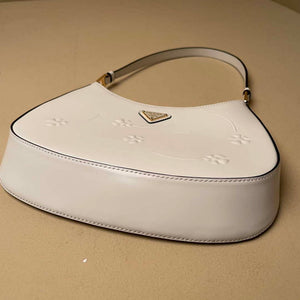 Prada 1BC499 Cleo brushed Gradient leather shoulder bag relief flower White - Default Title - View 4