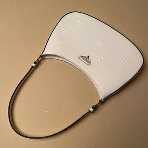 Prada 1BC499 Cleo brushed Gradient leather shoulder bag relief flower White - Default Title - View 5