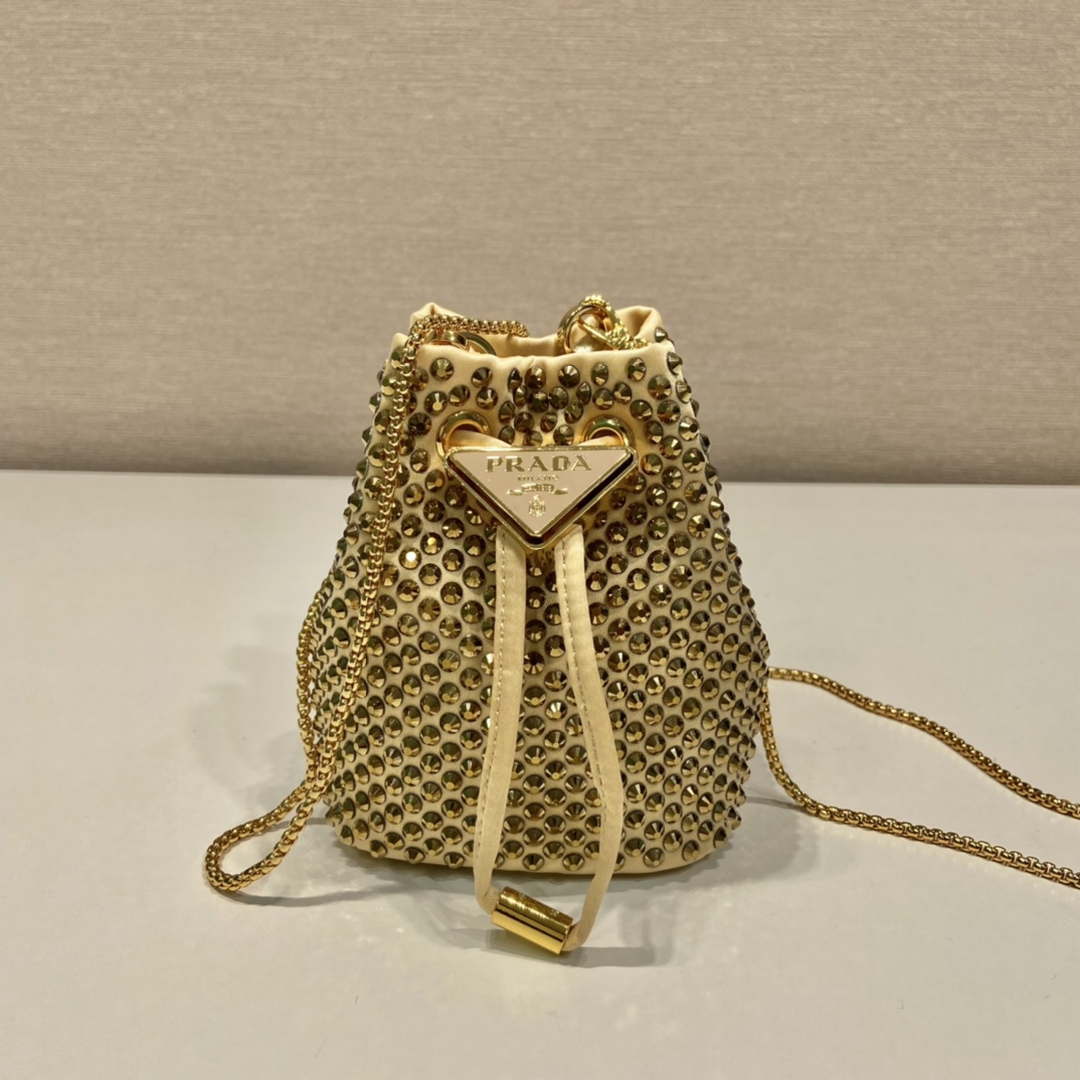 Prada 1BD016 Prada Crystal mini bucket bag Gold - Default Title - View 1
