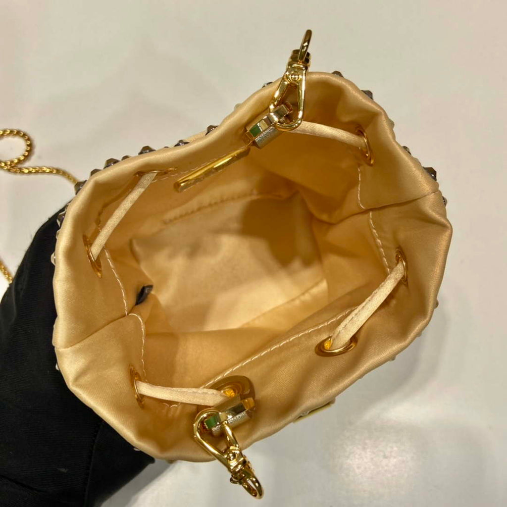 Prada 1BD016 Prada Crystal mini bucket bag Gold