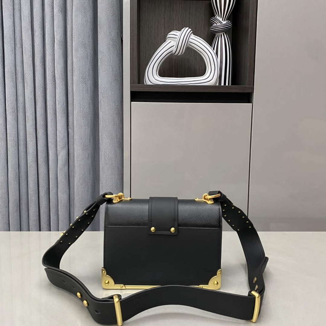 Prada 1BD045 Prada Cahier Leather Bag Black