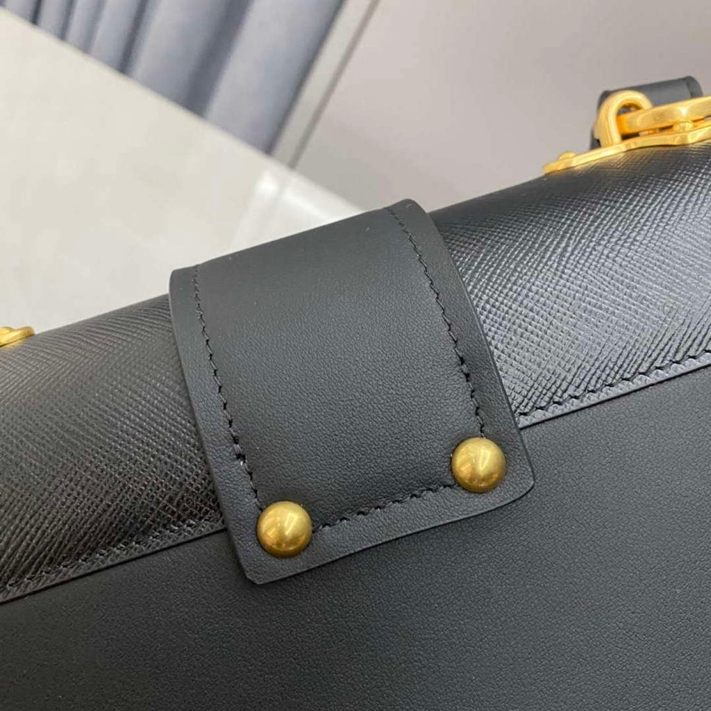 Prada 1BD045 Prada Cahier Leather Bag Black