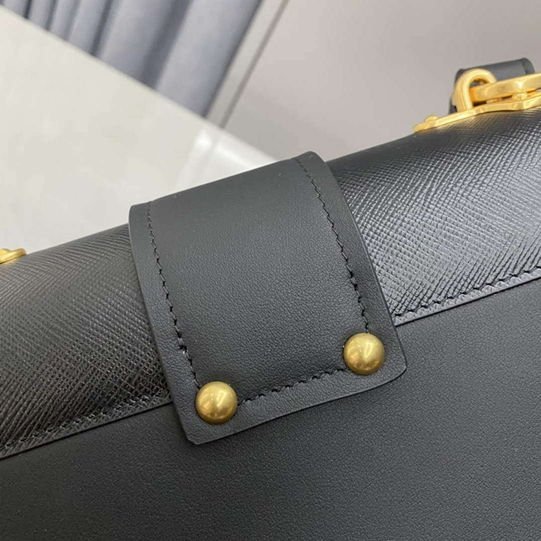 Prada 1BD045 Prada Cahier Leather Bag Black