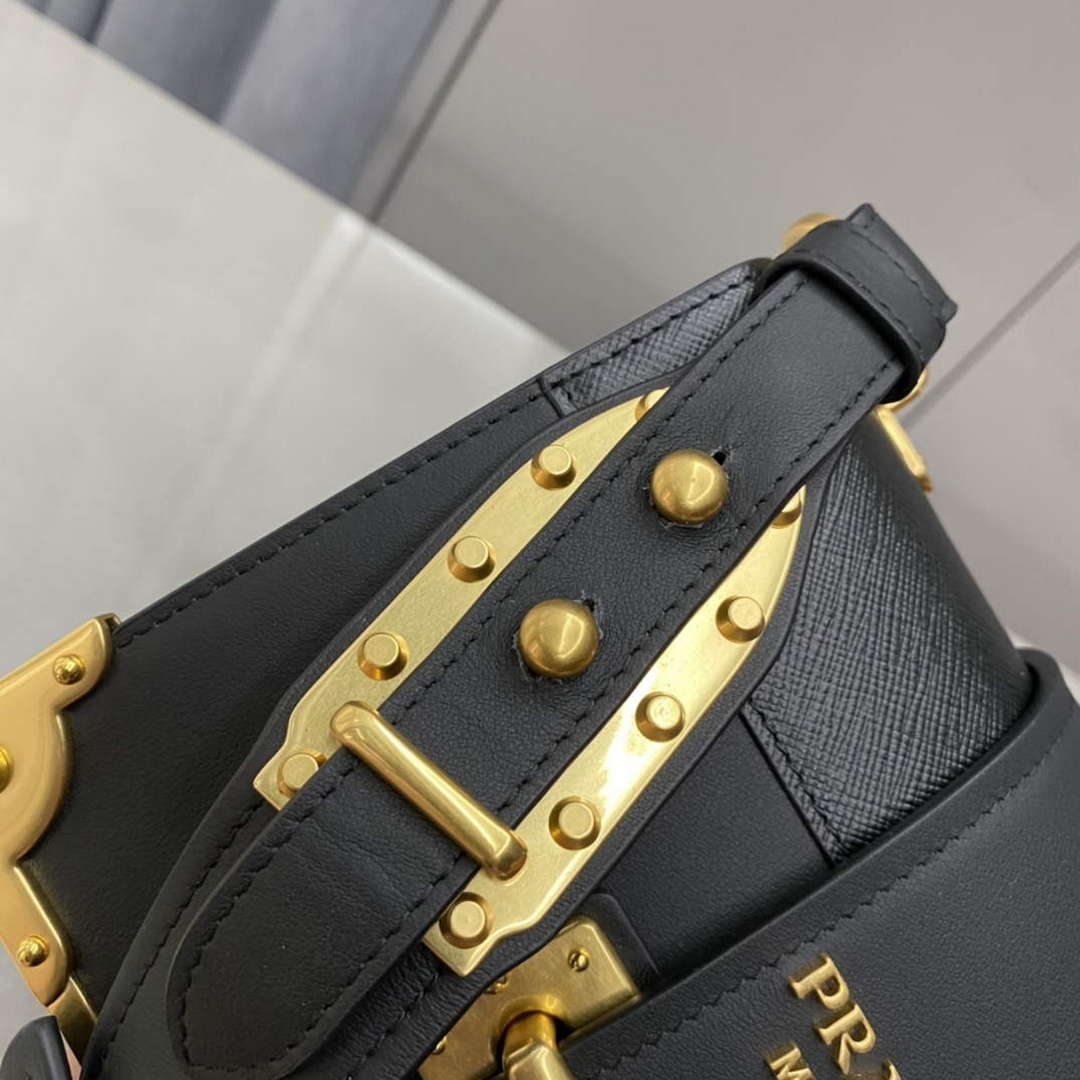 Prada 1BD045 Prada Cahier Leather Bag Black - Default Title - View 7