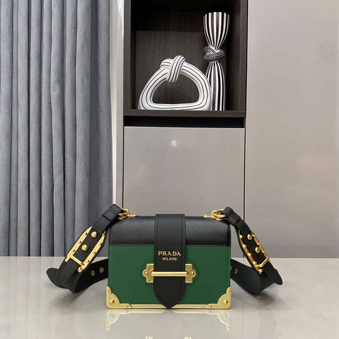 Prada 1BD045 Prada Cahier Leather Bag Green - Default Title - View 1
