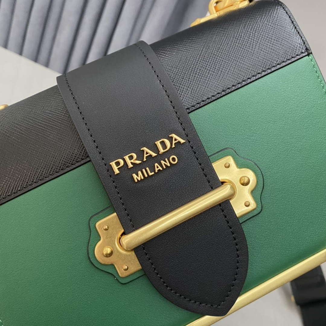 Prada 1BD045 Prada Cahier Leather Bag Green