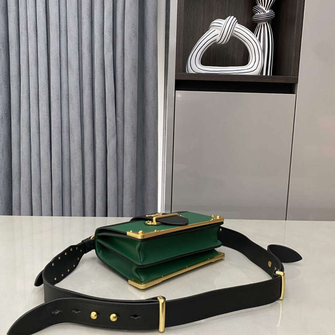 Prada 1BD045 Prada Cahier Leather Bag Green