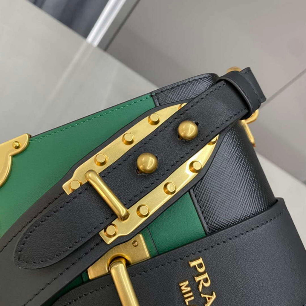 Prada 1BD045 Prada Cahier Leather Bag Green