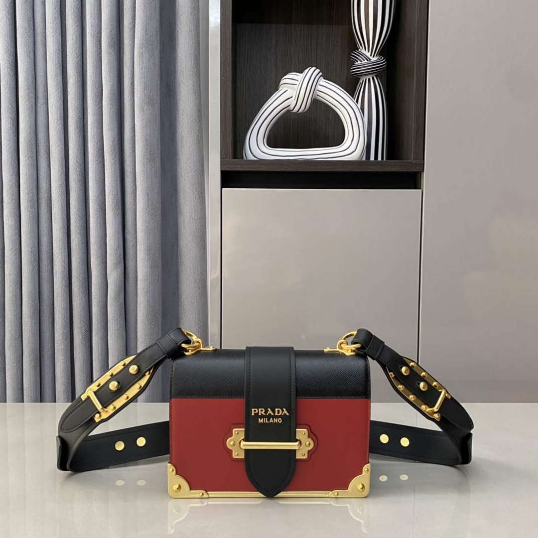 Prada 1BD045 Prada Cahier Leather Bag Red - Default Title - View 1