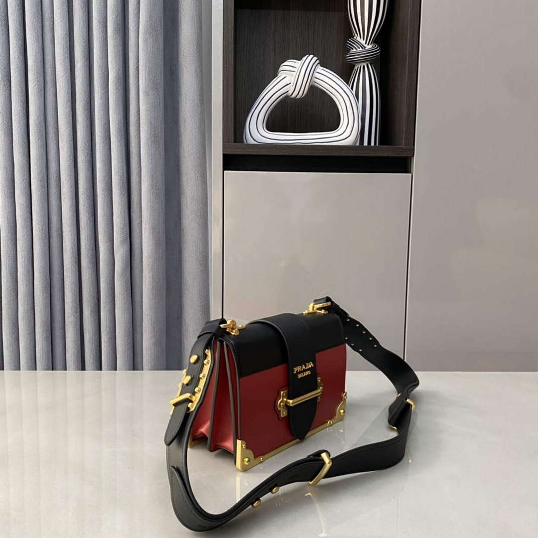 Prada 1BD045 Prada Cahier Leather Bag Red - Default Title - View 3