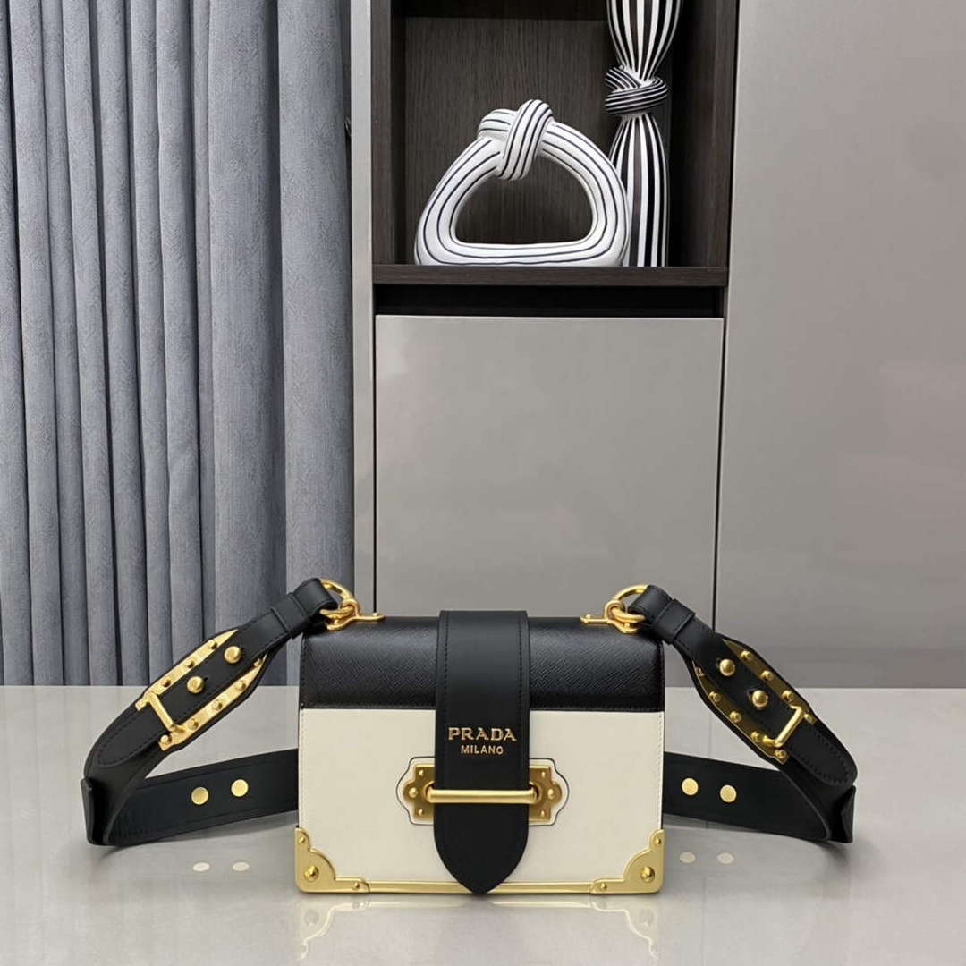 Prada 1BD045 Prada Cahier Leather Bag White - Default Title - View 1