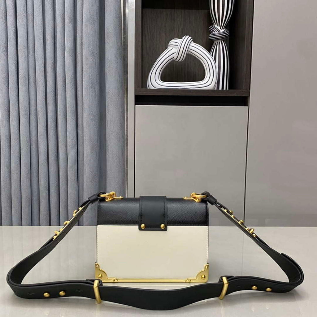 Prada 1BD045 Prada Cahier Leather Bag White