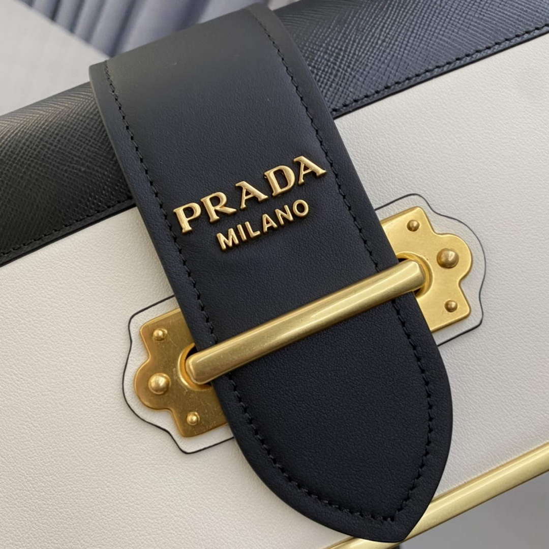 Prada 1BD045 Prada Cahier Leather Bag White