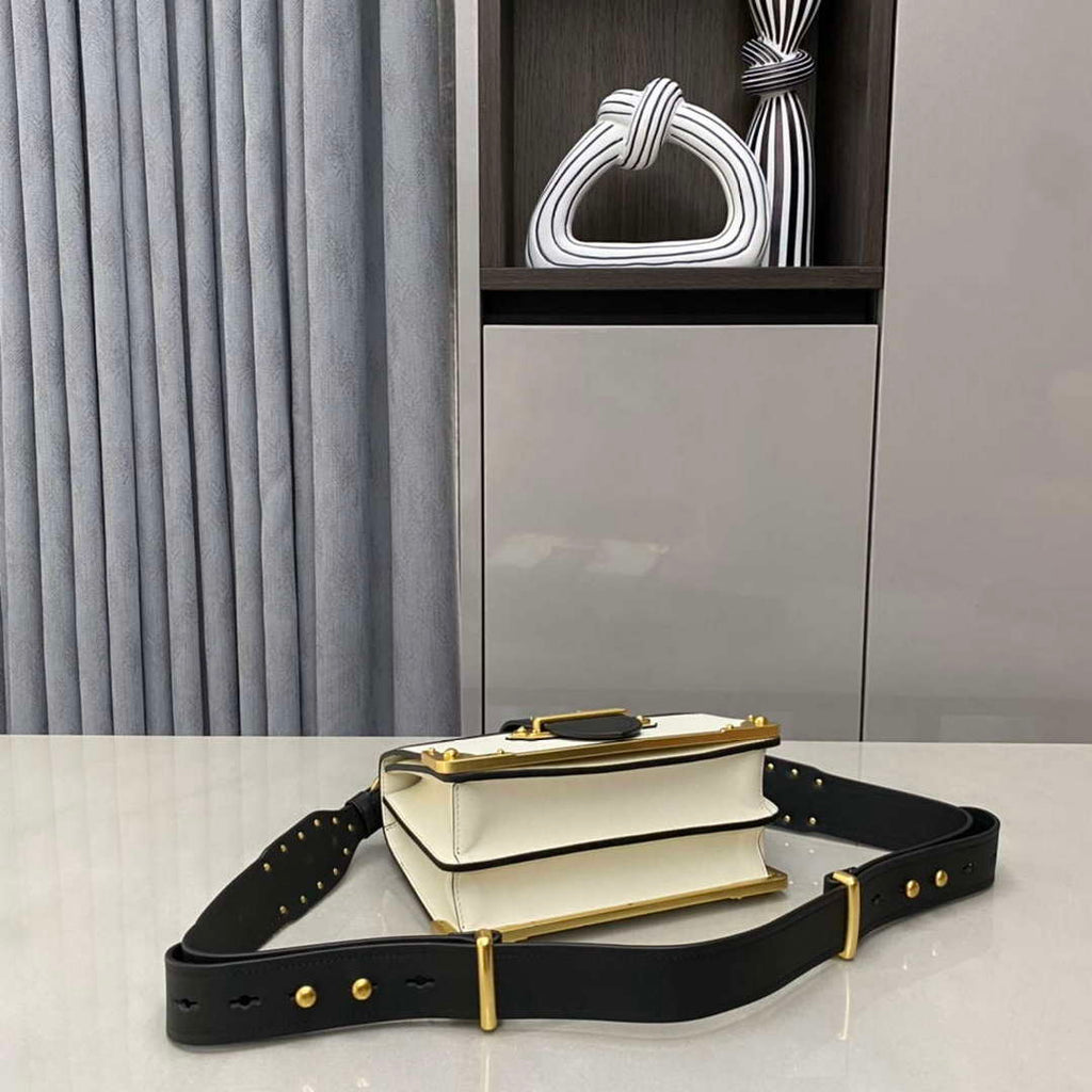 Prada 1BD045 Prada Cahier Leather Bag White