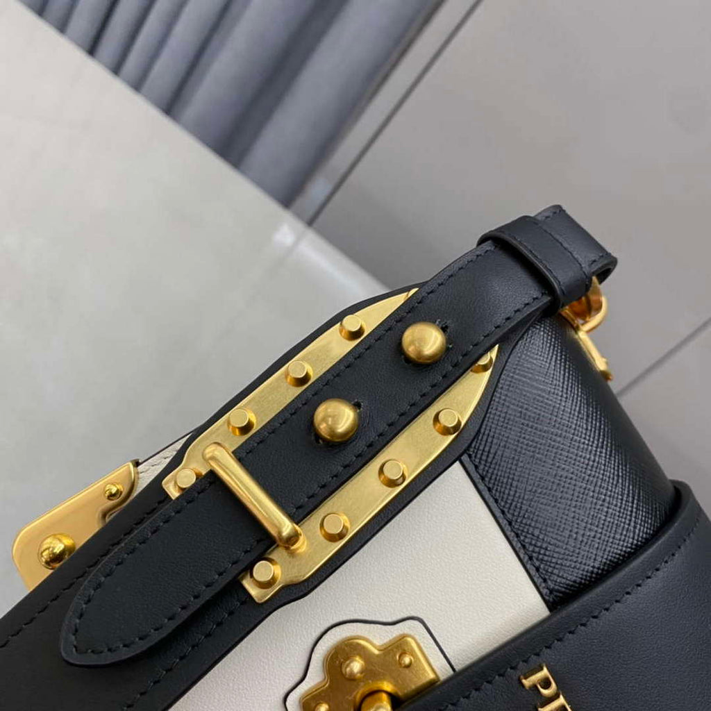 Prada 1BD045 Prada Cahier Leather Bag White