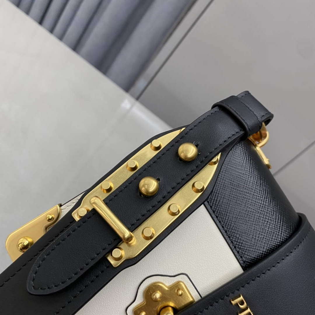 Prada 1BD045 Prada Cahier Leather Bag White