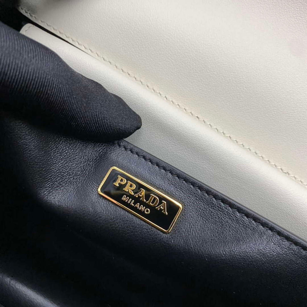 Prada 1BD045 Prada Cahier Leather Bag White