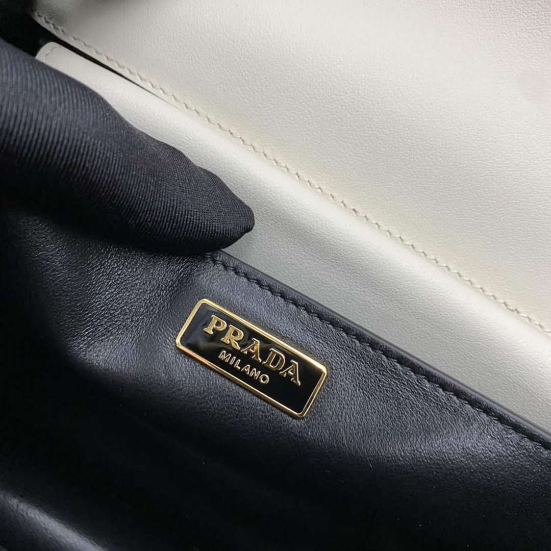 Prada 1BD045 Prada Cahier Leather Bag White