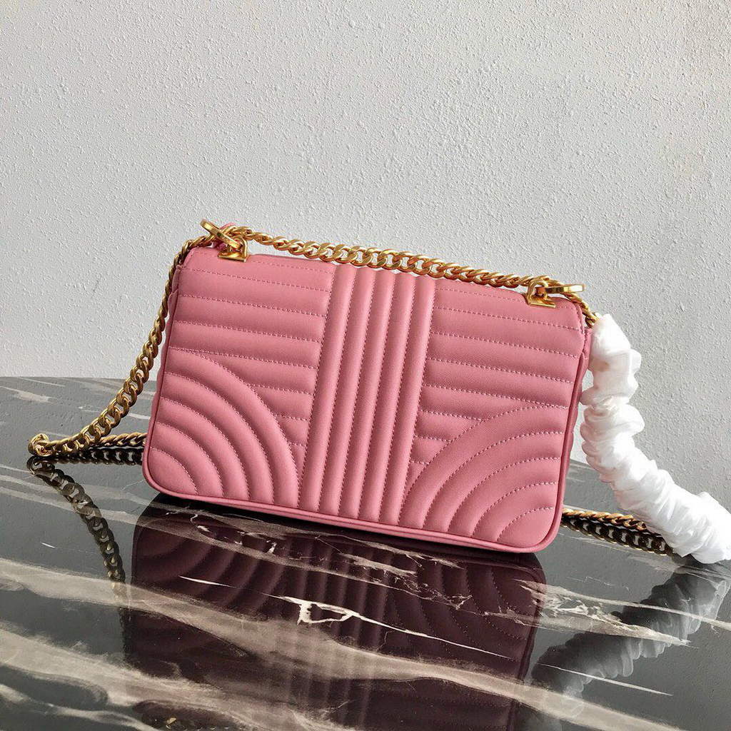 Prada 1BD108 Medium Leather Prada Diagramme Bag Pink