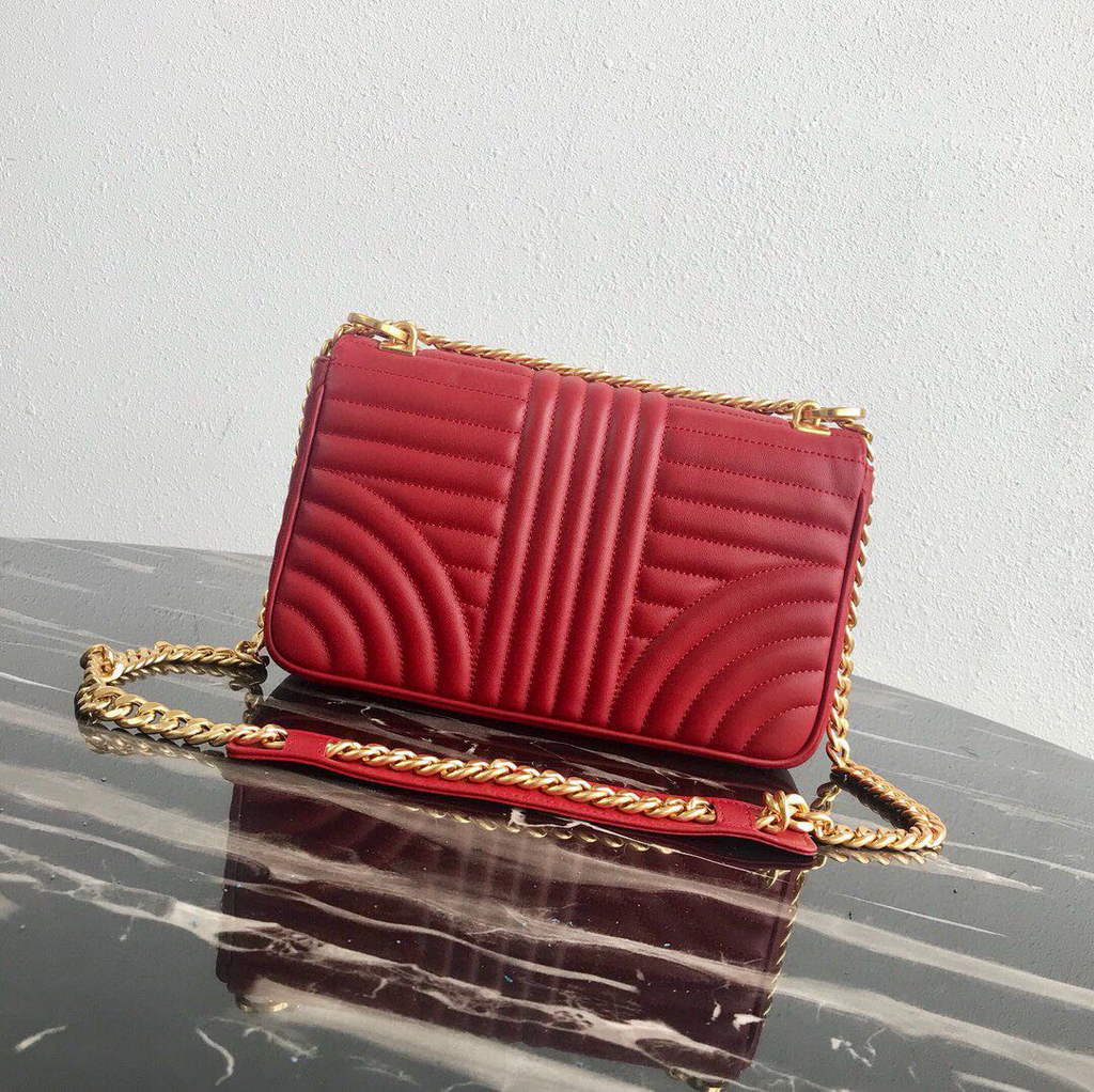 Prada 1BD108 Medium Leather Prada Diagramme Bag Red