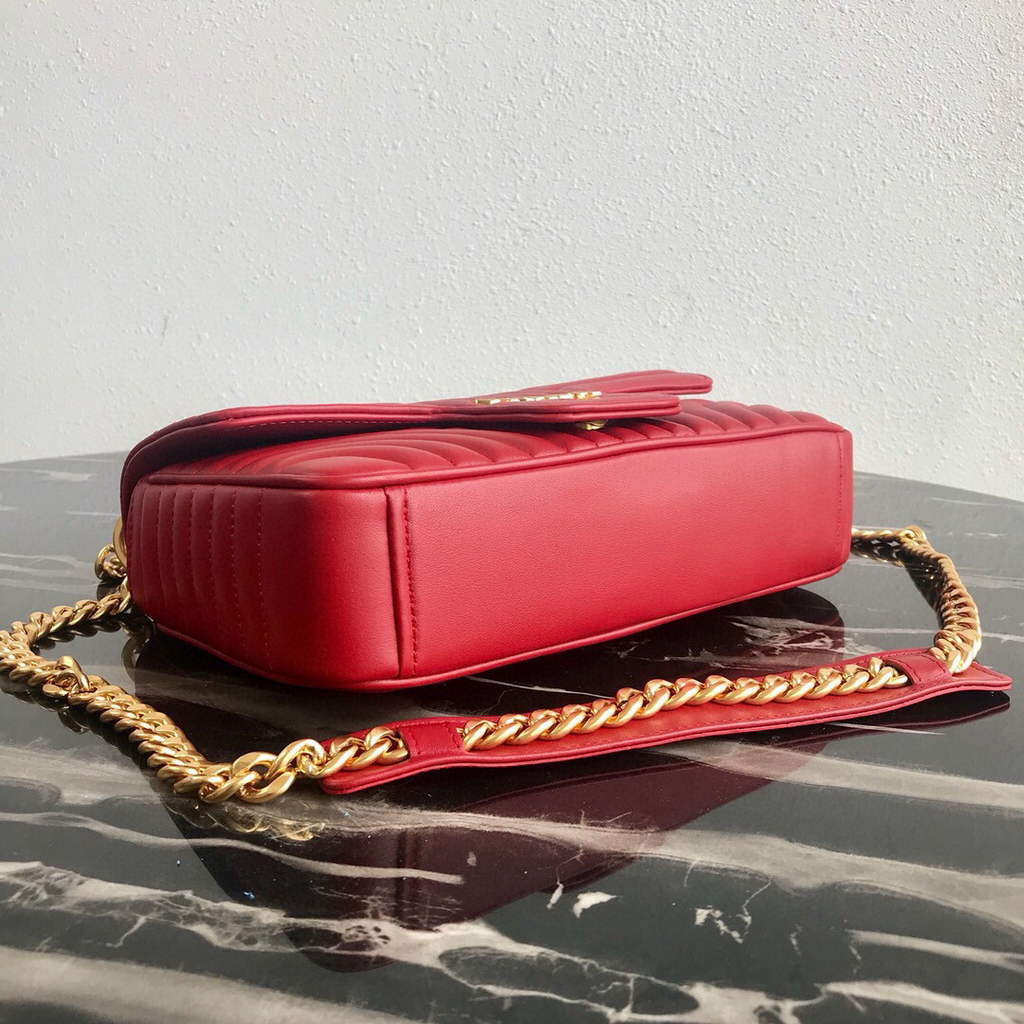 Prada 1BD108 Medium Leather Prada Diagramme Bag Red