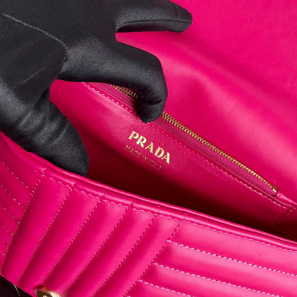 Prada 1BD108 Medium Leather Prada Diagramme Bag Plum