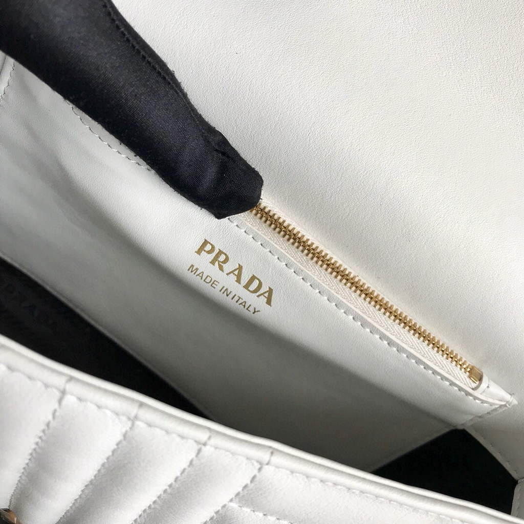 Prada 1BD108 Medium Leather Prada Diagramme Bag White