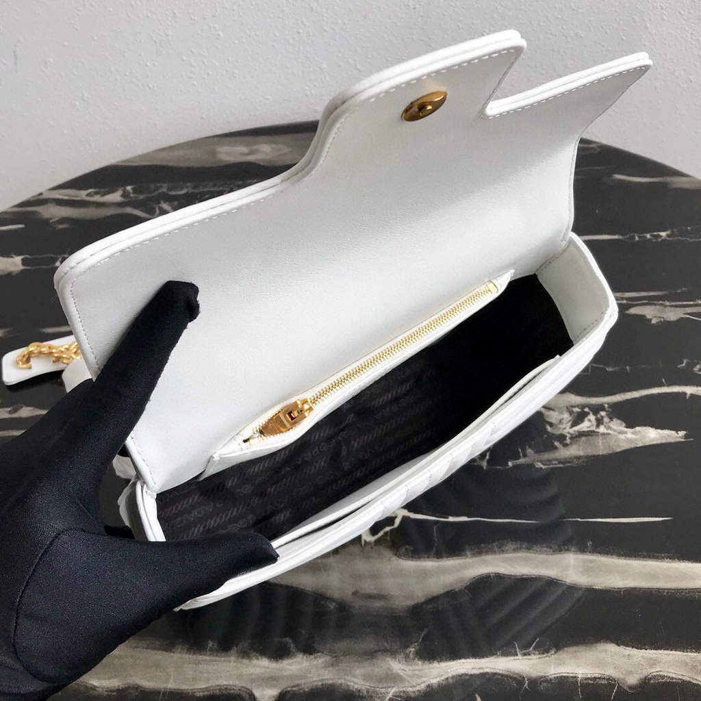 Prada 1BD108 Medium Leather Prada Diagramme Bag White