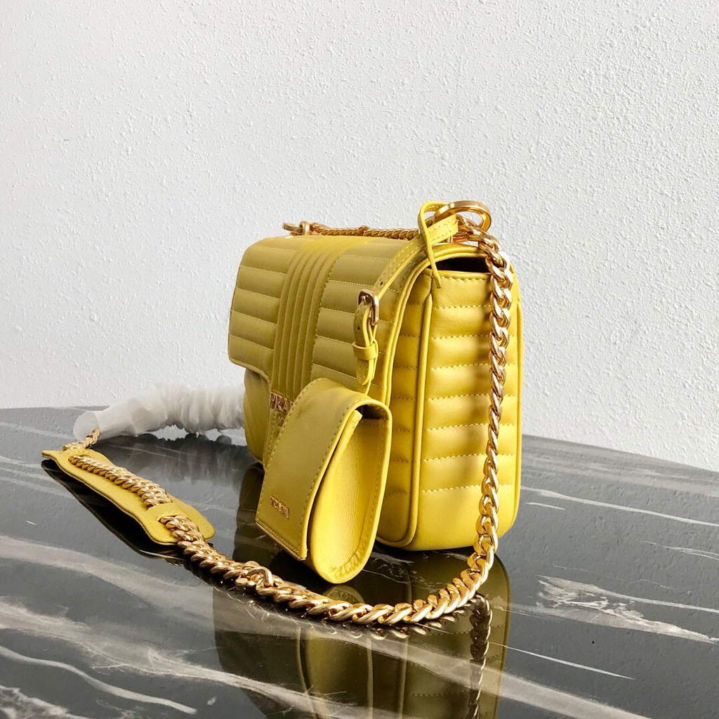 Prada 1BD108 Medium Leather Prada Diagramme Bag Yellow