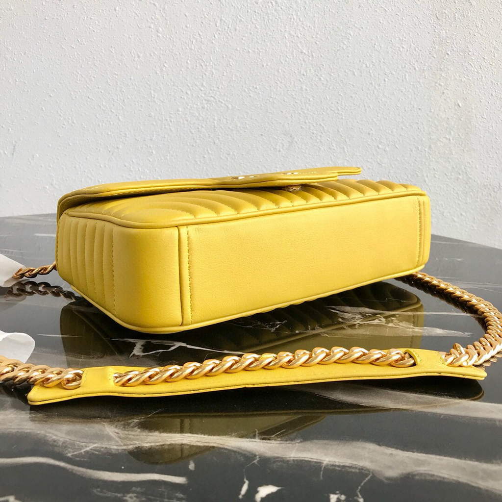 Prada 1BD108 Medium Leather Prada Diagramme Bag Yellow