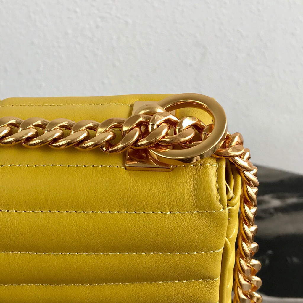 Prada 1BD108 Medium Leather Prada Diagramme Bag Yellow