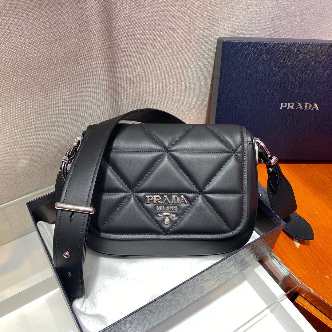 Prada 1BD283 Women's Spectrum Leather Shoulder Bag Black - Default Title - View 2