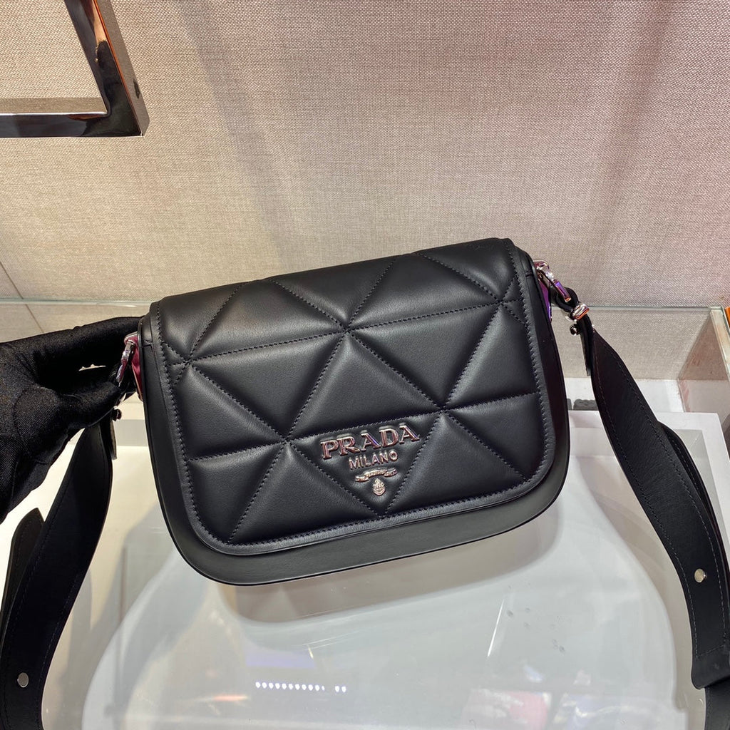 Prada 1BD283 Women's Spectrum Leather Shoulder Bag Black