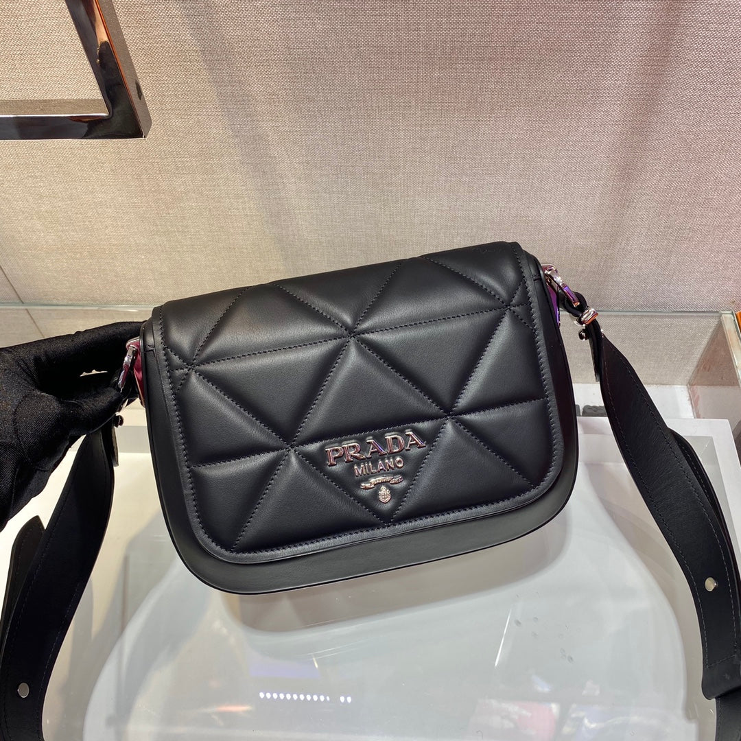 Prada 1BD283 Women's Spectrum Leather Shoulder Bag Black - Default Title - View 3