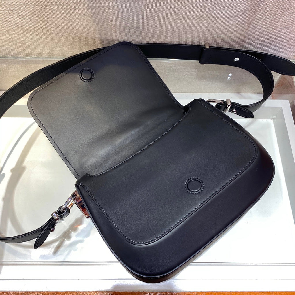 Prada 1BD283 Women's Spectrum Leather Shoulder Bag Black