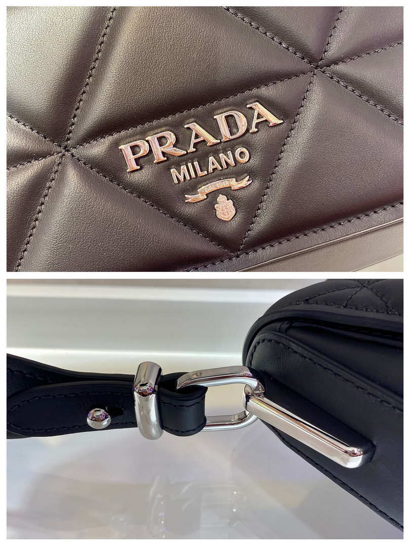 Prada 1BD283 Women's Spectrum Leather Shoulder Bag Black - Default Title - View 9