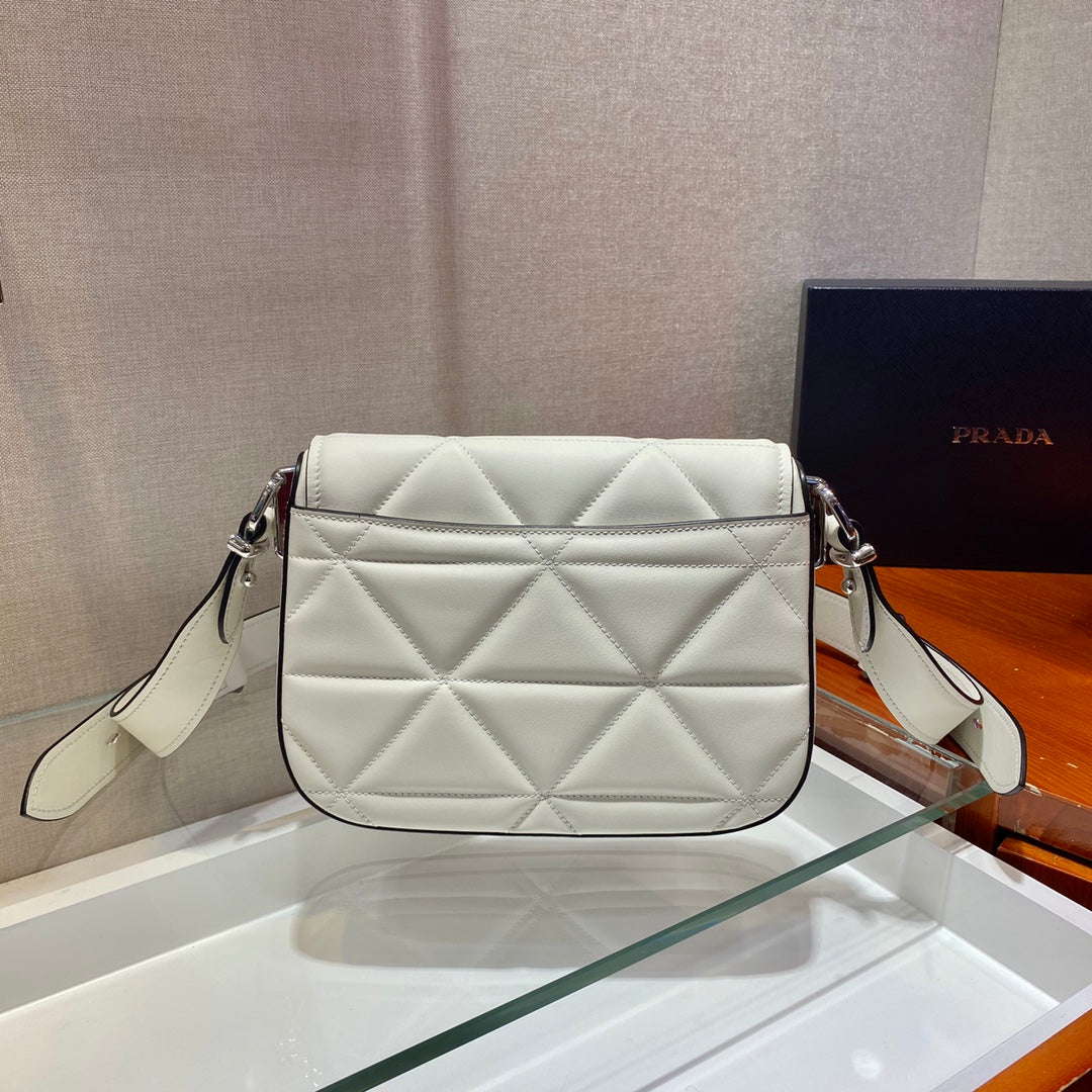 Prada 1BD283 Women's Spectrum Leather Shoulder Crossbody Bag White - Default Title - View 5