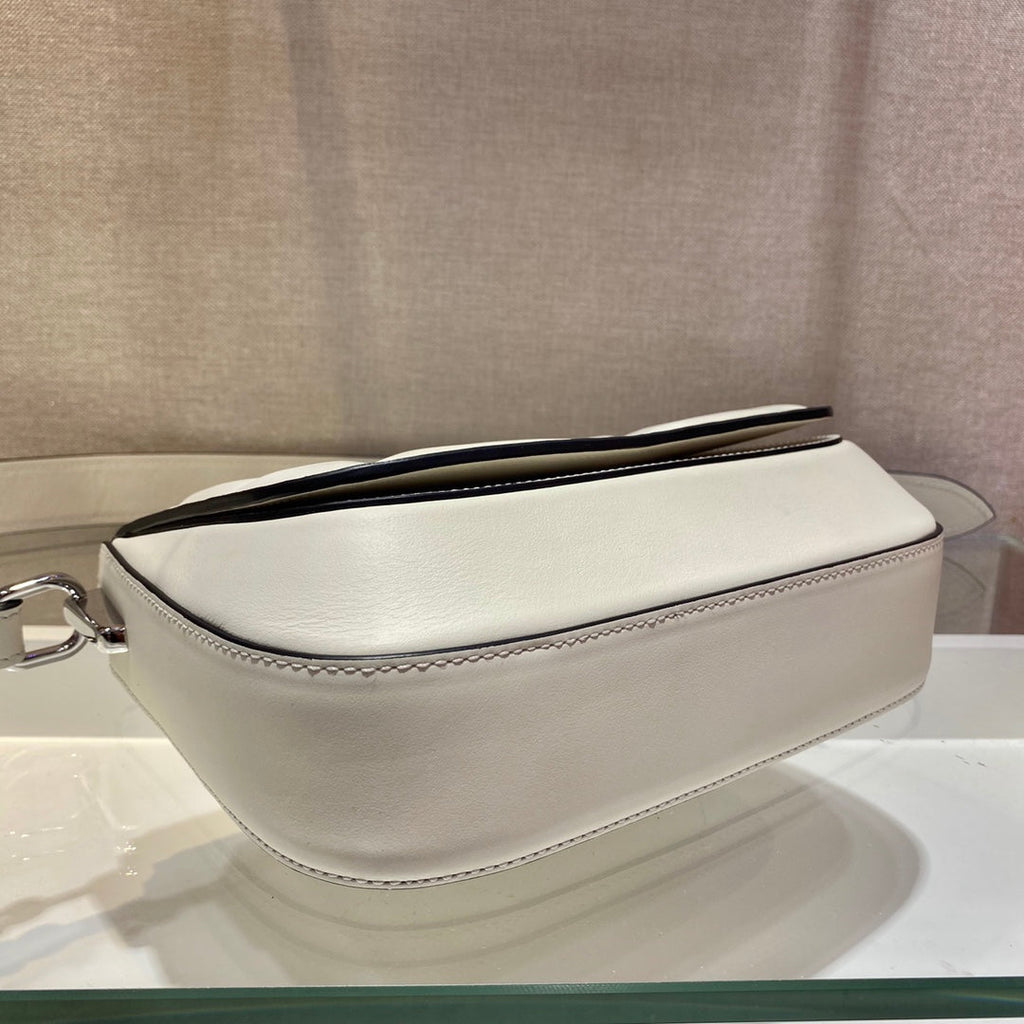 Prada 1BD283 Women's Spectrum Leather Shoulder Crossbody Bag White
