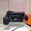 Prada 1BD289 Gaufre Nappa Leather Shoulder Bag Black - luxibagsmall