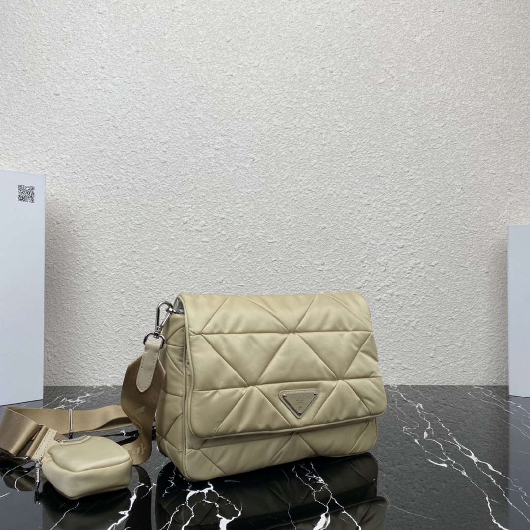 Prada 1BD290 Padded Re-Nylon shoulder bag Apricot - Default Title - View 1