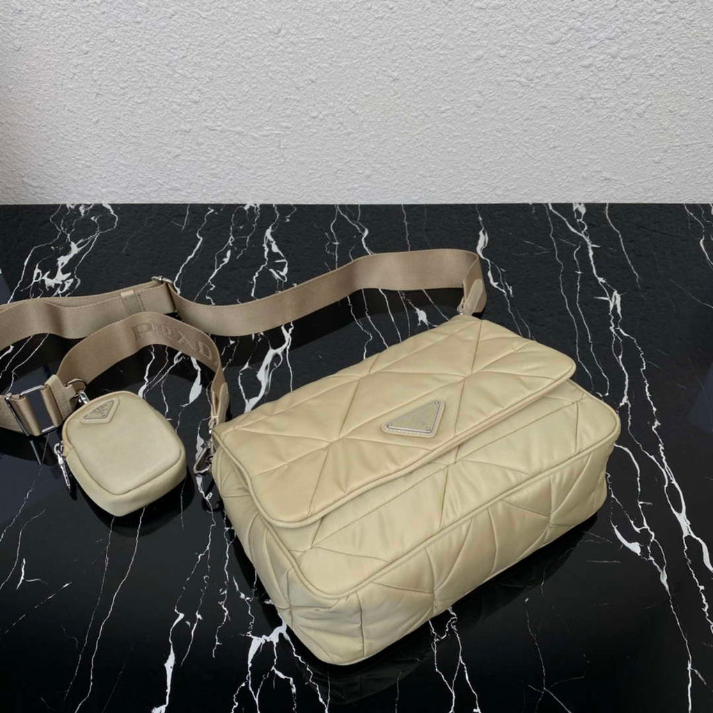 Prada 1BD290 Padded Re-Nylon shoulder bag Apricot