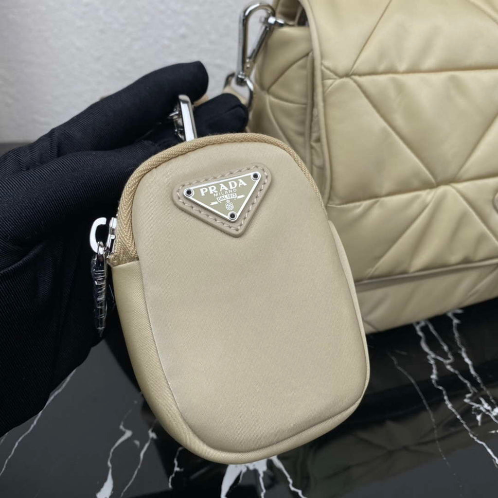 Prada 1BD290 Padded Re-Nylon shoulder bag Apricot