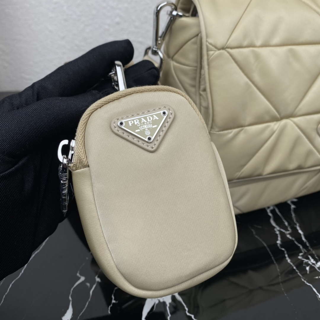 Prada 1BD290 Padded Re-Nylon shoulder bag Apricot - Default Title - View 5