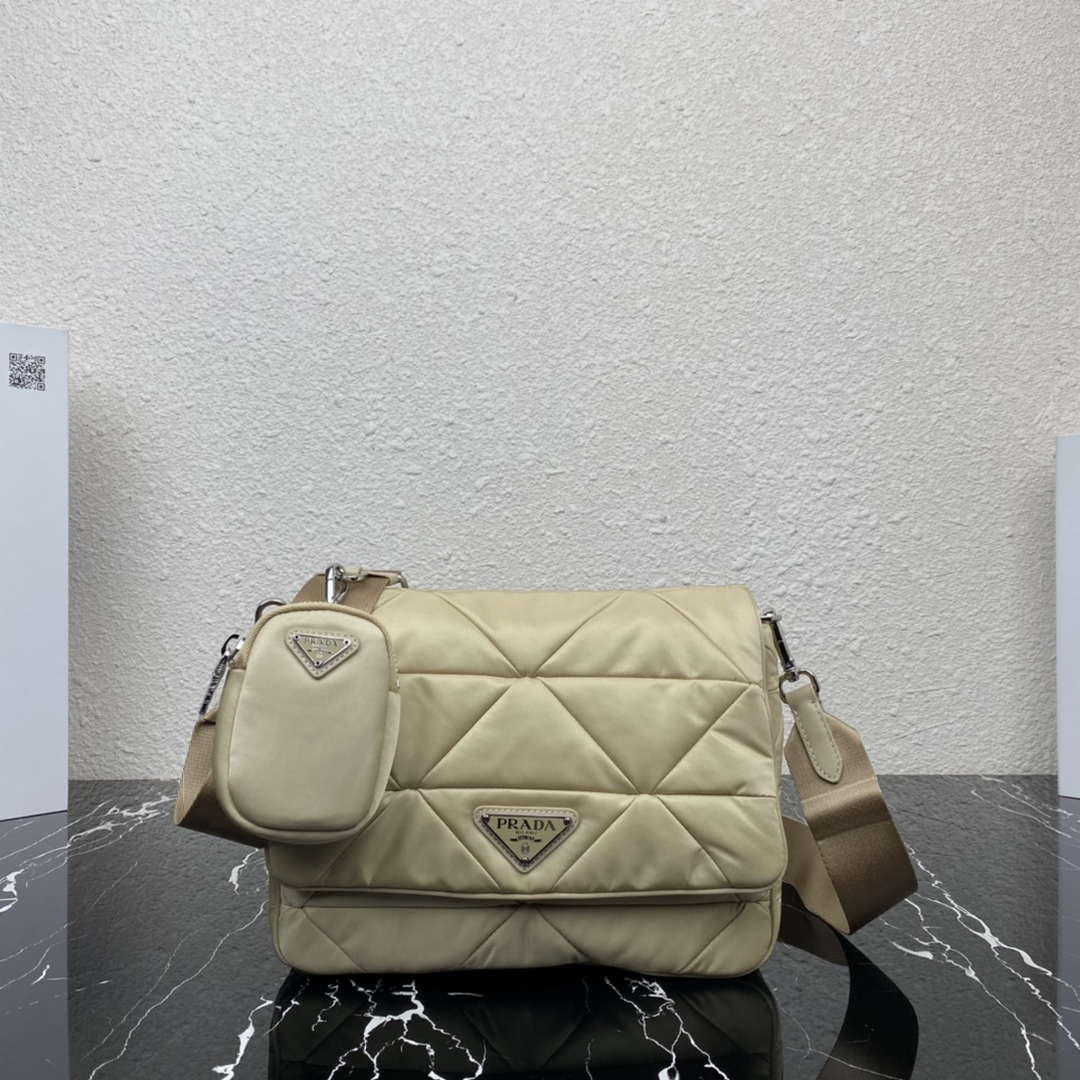 Prada 1BD290 Padded Re-Nylon shoulder bag Apricot