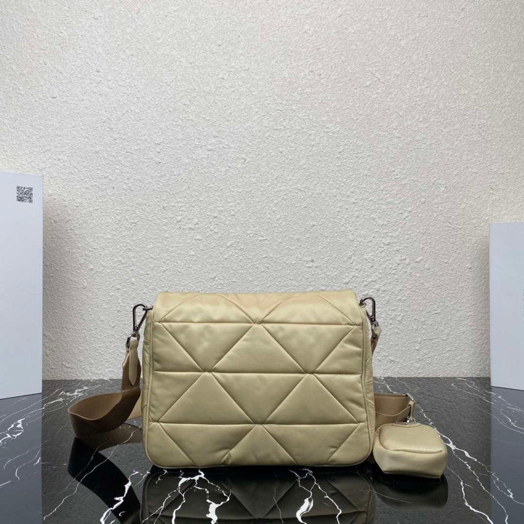 Prada 1BD290 Padded Re-Nylon shoulder bag Apricot