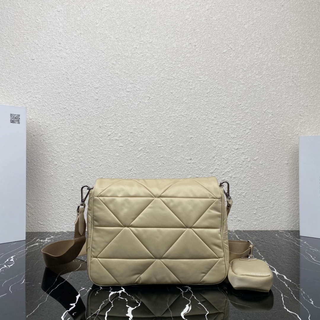 Prada 1BD290 Padded Re-Nylon shoulder bag Apricot